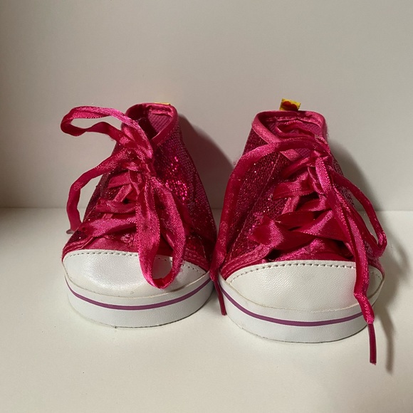 Build A Bear Workshop Shoes Bundle Pink Sequin Sneakers Silver Flats BAB - Picture 3 of 9